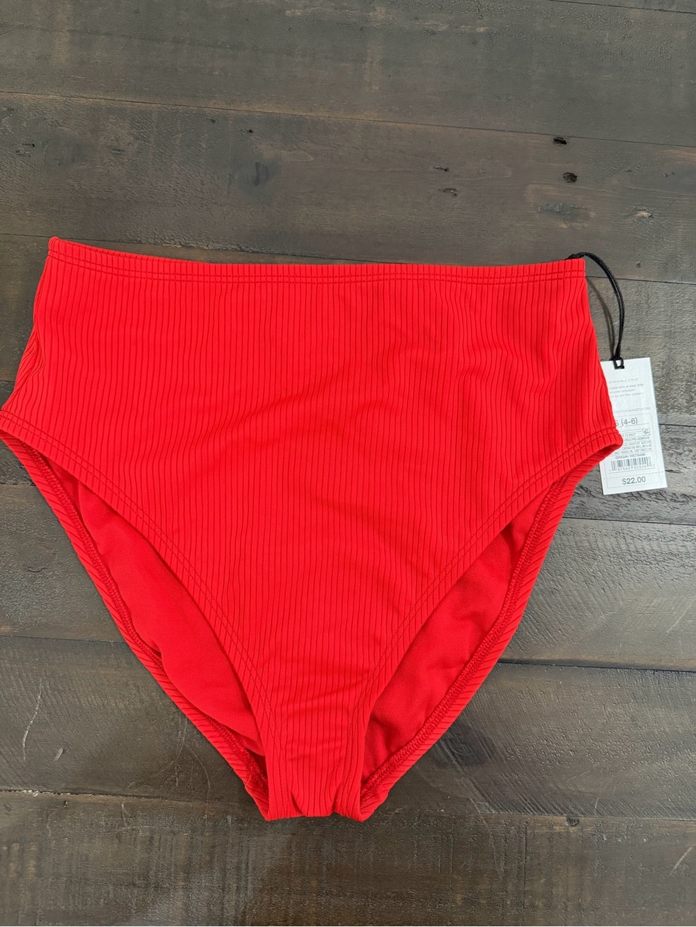 Target Ribbed High-Waist Bikini Bottoms in Red